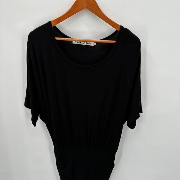 MICHAEL STARS Evereve Black Ruched Skirt Black Off the Shoulder Dress // S - Picture 4 of 9